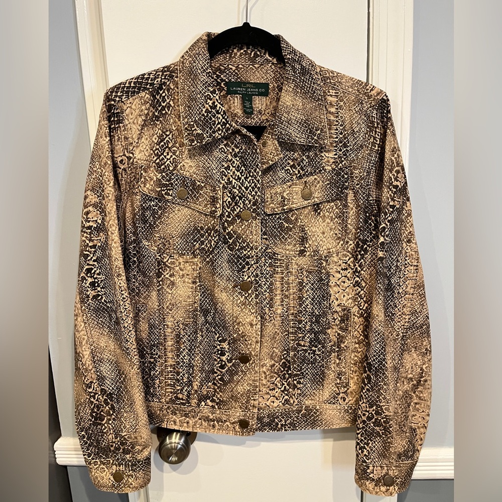 LRL LAUREN JEANS CO. Snake Print Jean Jacket